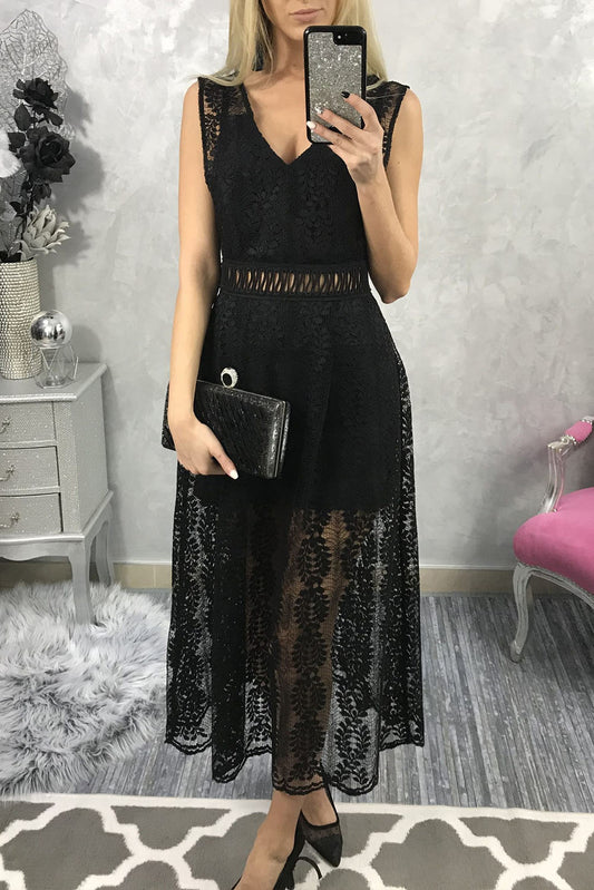 Lover-Lace Waist V neck dress