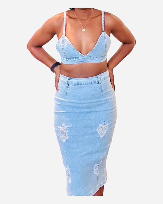 Skirt Denim Set